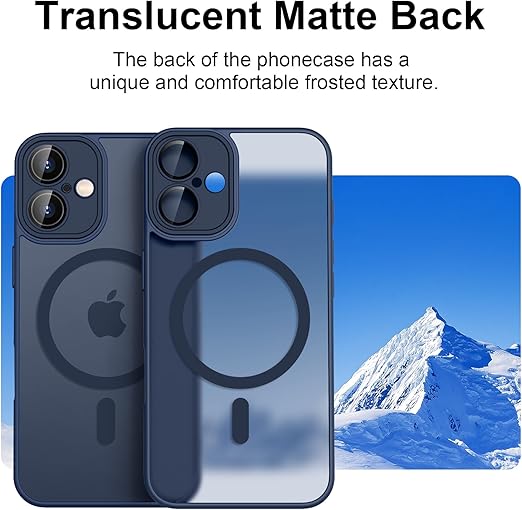 Magnetic Case for iPhone 16 6.1-Inch Compatible with MagSafe, Translucent Matte Back Slim Shockproof Phone Cover for iPhone 16 (Blue, iPhone 16)