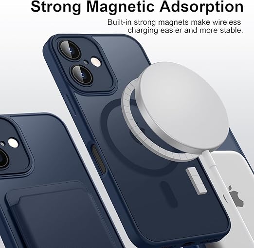 Magnetic Case for iPhone 16 6.1-Inch Compatible with MagSafe, Translucent Matte Back Slim Shockproof Phone Cover for iPhone 16 (Blue, iPhone 16)
