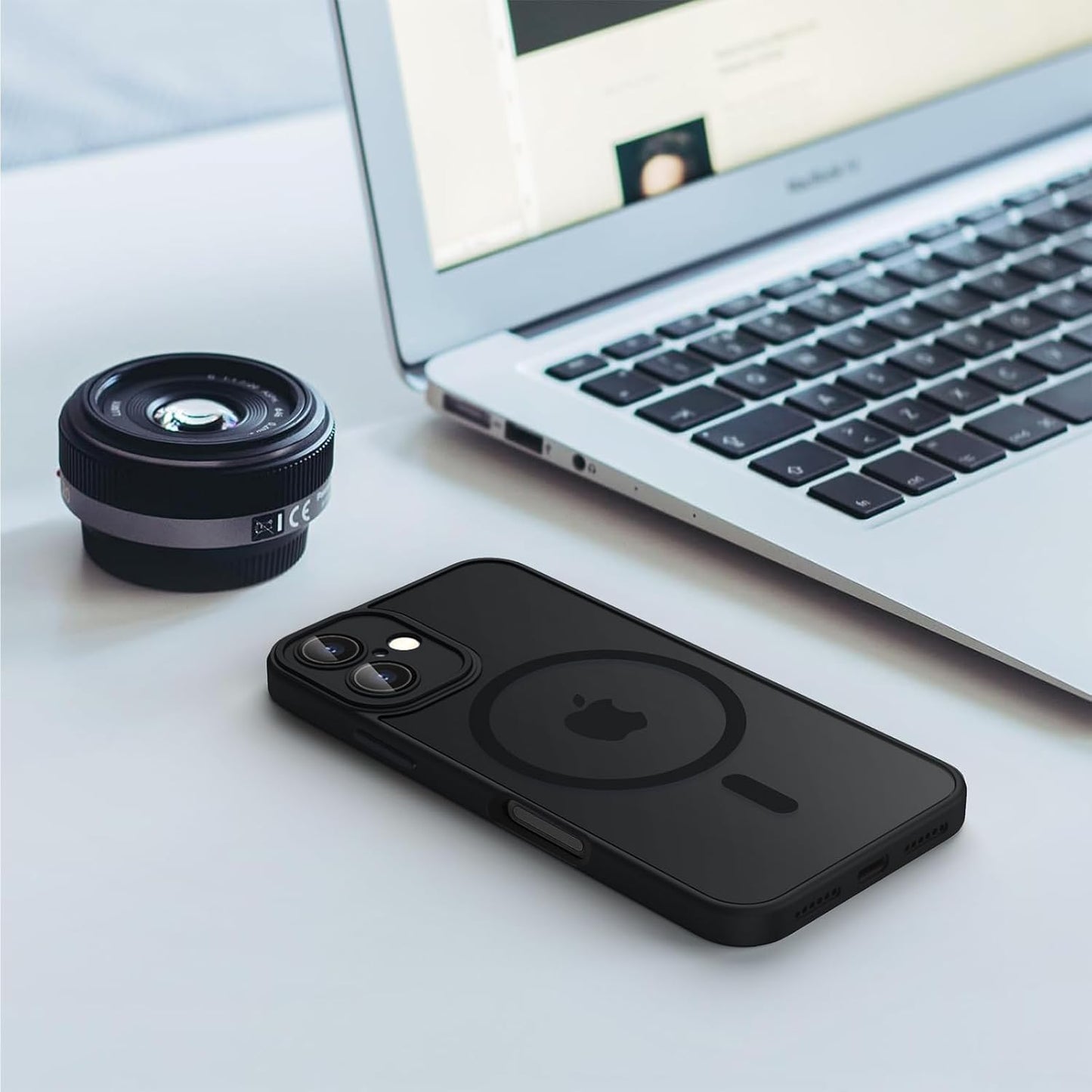 Magnetic Case for iPhone 16 6.1-Inch Compatible with MagSafe, Translucent Matte Back Slim Shockproof Phone Cover for iPhone 16 (Black, iPhone 16)