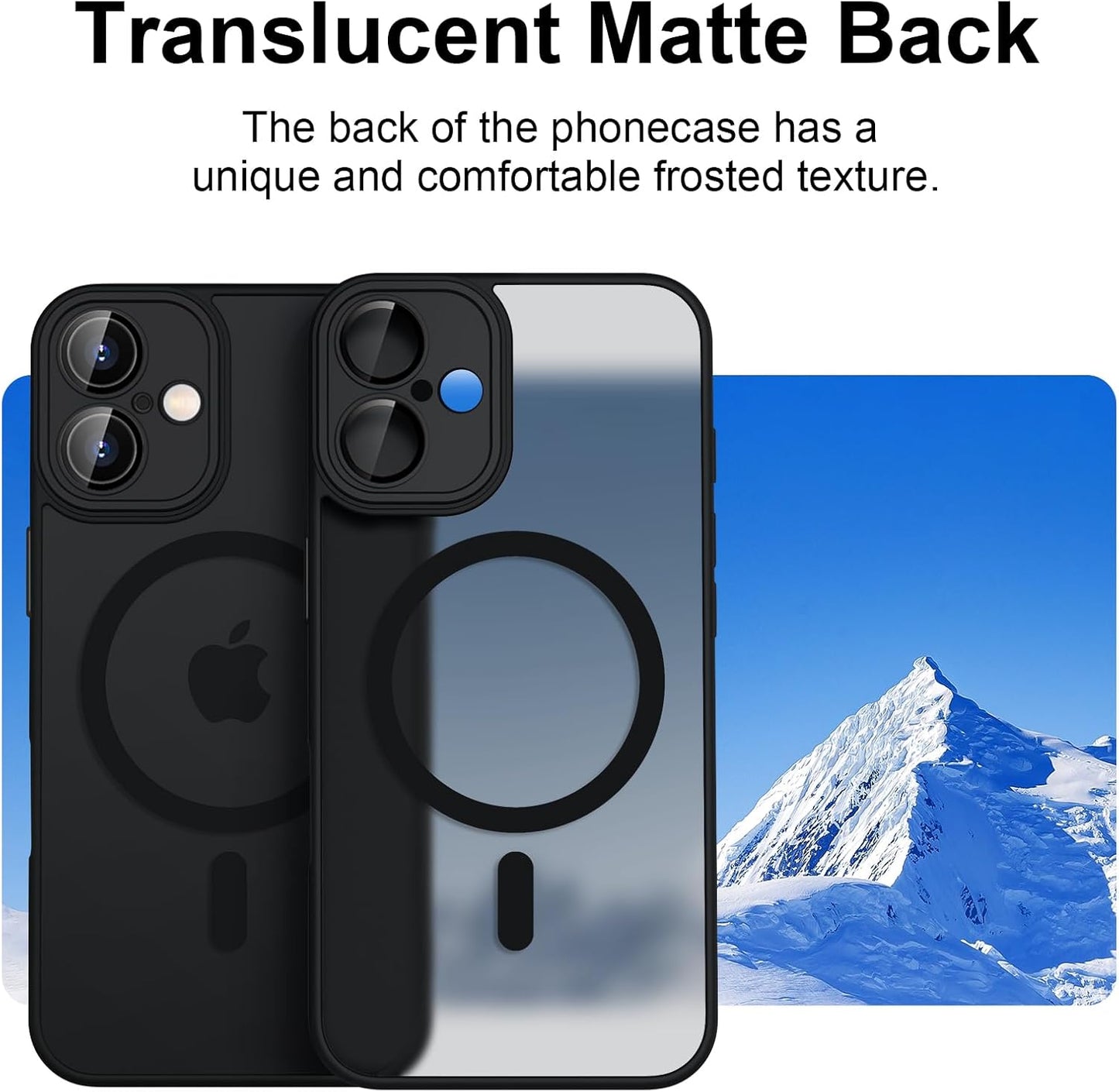 Magnetic Case for iPhone 16 6.1-Inch Compatible with MagSafe, Translucent Matte Back Slim Shockproof Phone Cover for iPhone 16 (Black, iPhone 16)